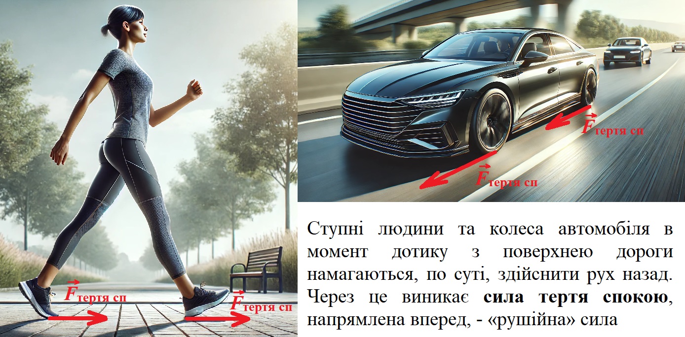 Людина пересувається завдяки силі тертя