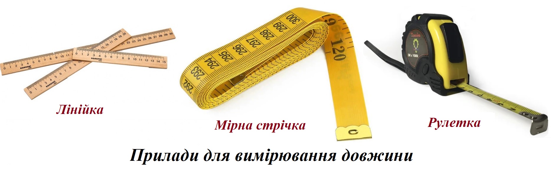 Лініки, мірна стрічка, рулетка