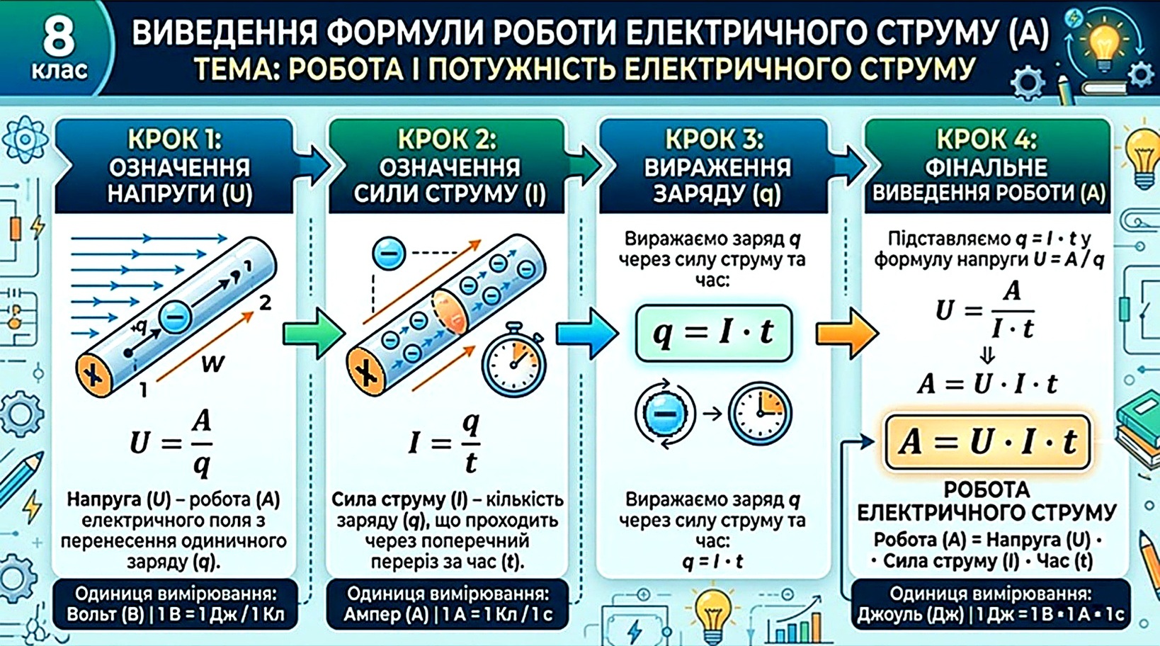 Виведення формули роботи струму